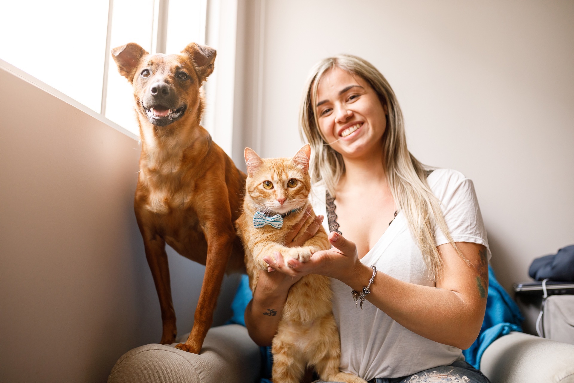 Lady with her two pets